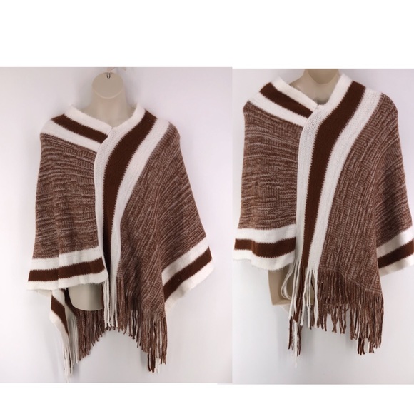 Jackets & Blazers - Pinkalicious Brown/White Poncho  OSFM